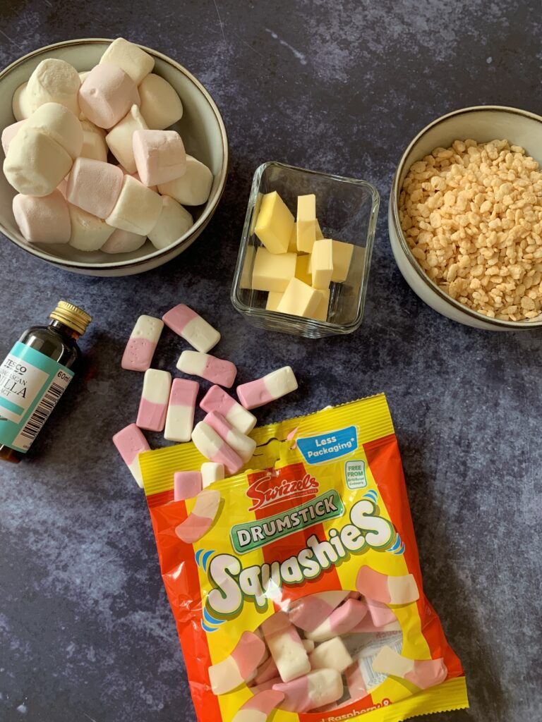 Drumstick Squashies rice crispy squares