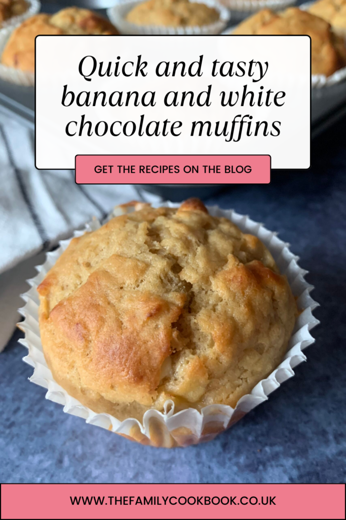 Quick and tasty banana and white chocolate muffins